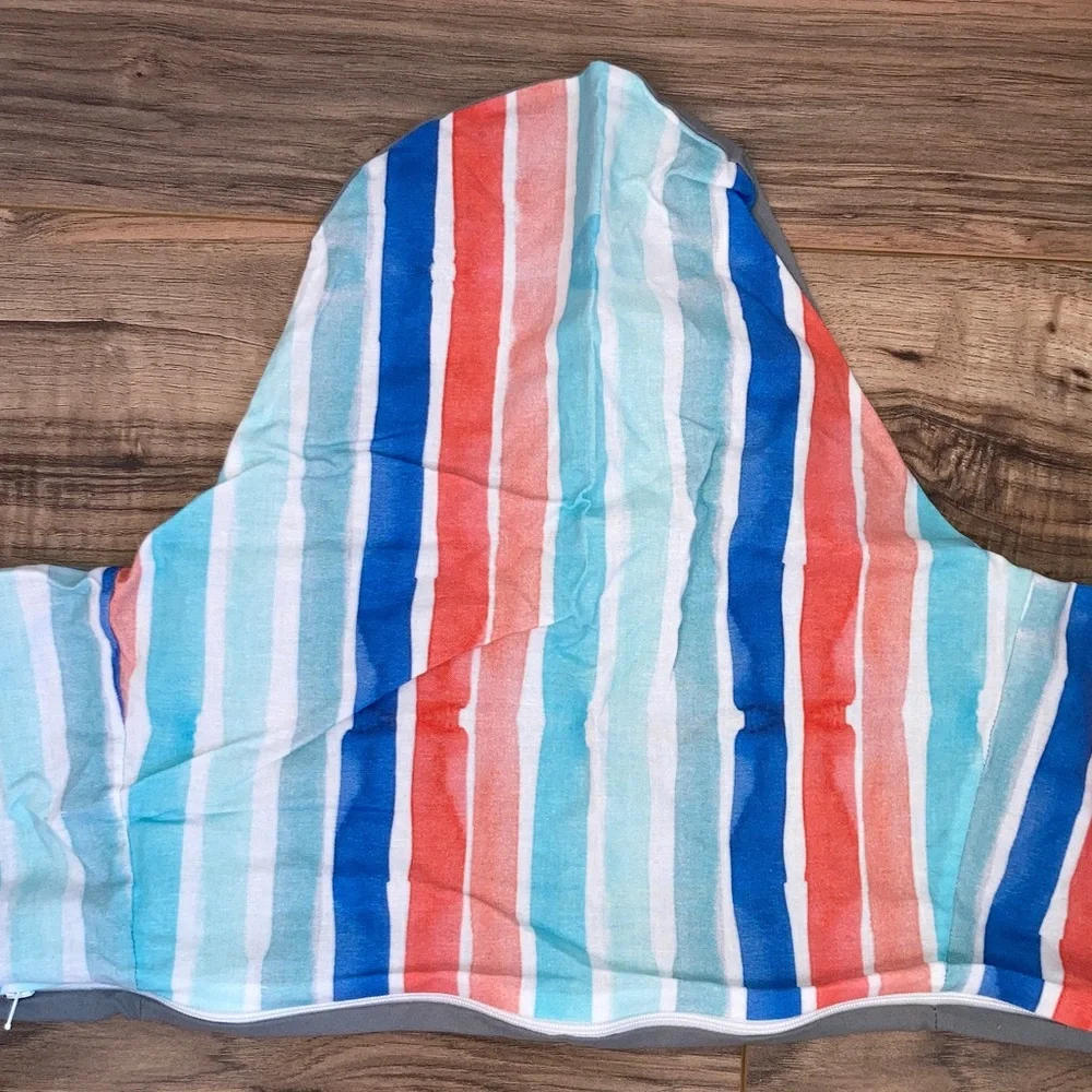 #166. Yeah Baby Goods - Striped Red, White & Blue High Chair Cushion Cover